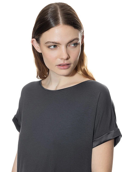 Mey T-Shirt PURE CHIC dunkelgrau weit Modal Satin an Armabschlüssen