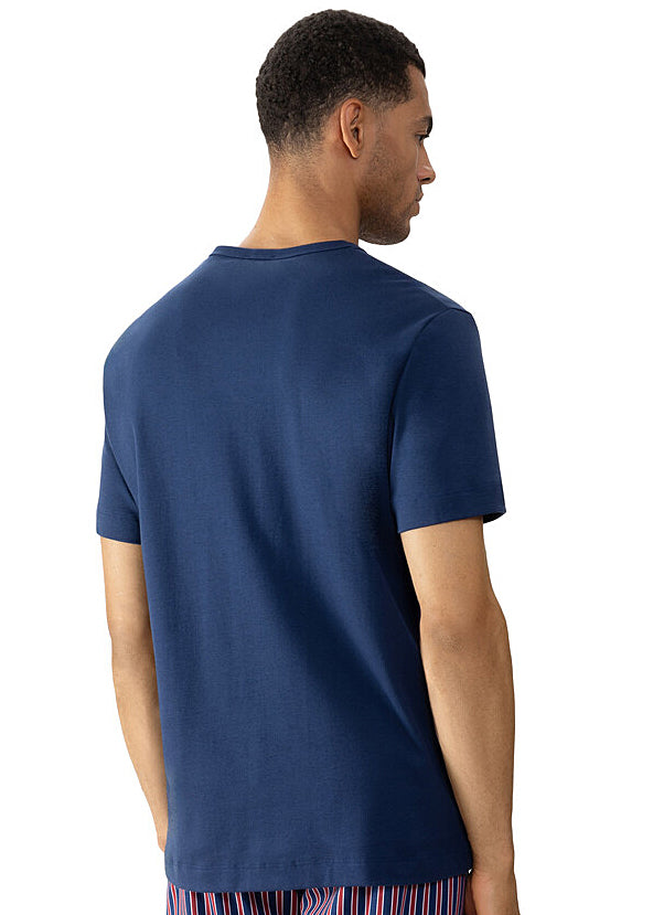 Mey T-Shirt SOLID NIGHT dunkelblau Baumwolle klassisch kurzarm V-Ausschnitt