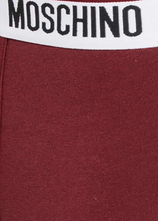 Moschino Boxer BASIC JERSEY bordeaux rot mit weiß rotem Logo-Bund