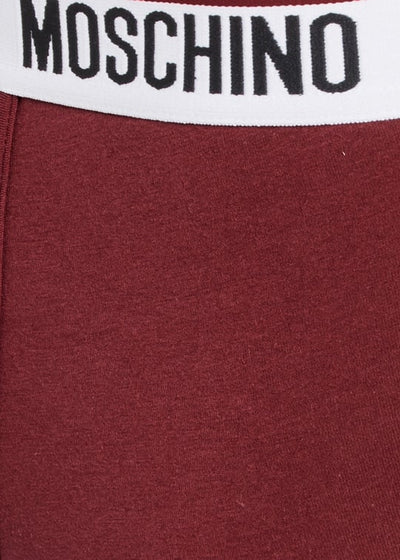 Moschino Boxer BASIC JERSEY bordeaux rot mit weiß rotem Logo-Bund