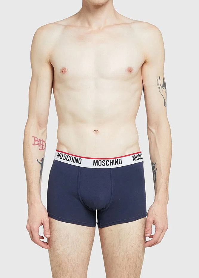 Moschino Boxer TRUNKS dunkelblau Gummibund Logo Baumwolle