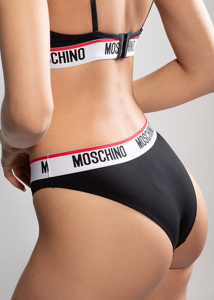 Moschino Slip BASIC JERSEY schwarz mit weiß rotem Logo Bund