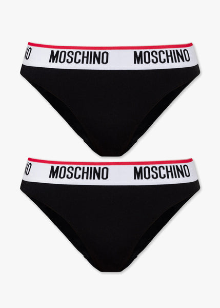 Moschino Slip BASIC JERSEY schwarz mit weiß rotem Logo Bund