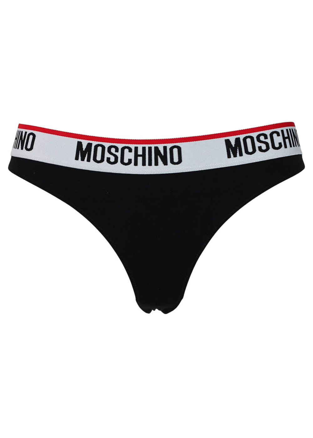 Moschino String BASIC JERSEY schwarz mit weiß rotem Logo Bund