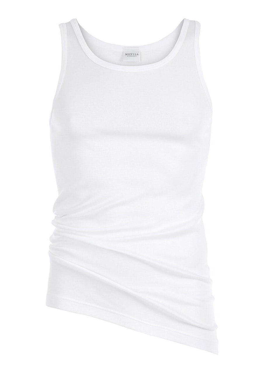 Novila Achselhemd ohne Arm LUXURIOUS COTTON weiß Baumwolle mit schmalem Träger