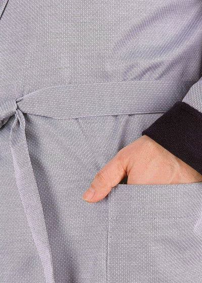 Novila Hausmantel MARC grau-schwarz aus reinem Baumwoll-Jacquard