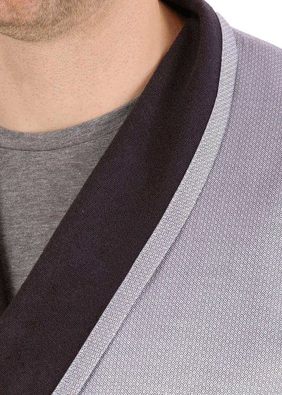 Novila Hausmantel MARC grau-schwarz aus reinem Baumwoll-Jacquard