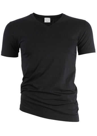 Novila Herren T-Shirt STRETCH COTTON schwarz mit V-Ausschnitt eng anliegend