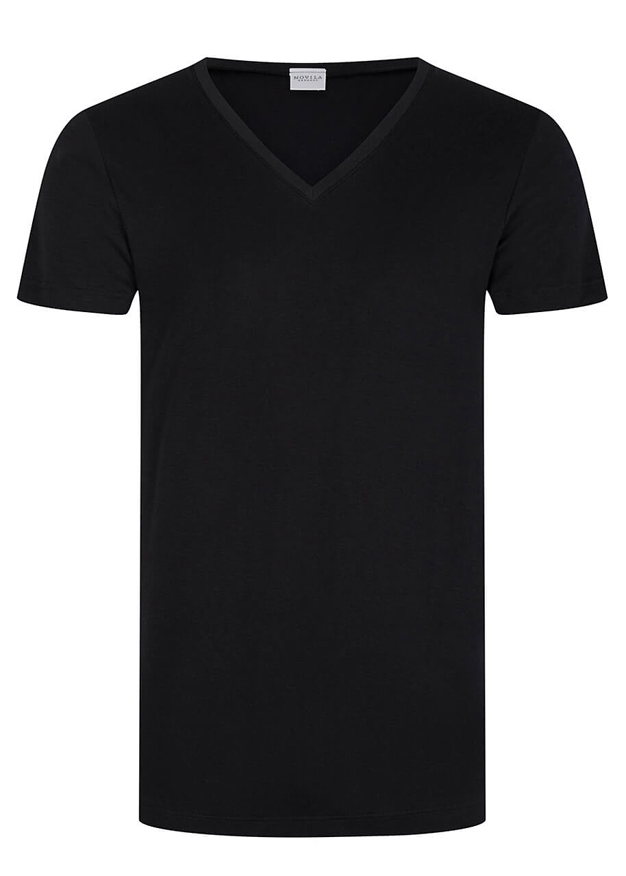 Novila T-Shirt mit V-Ausschnitt NATURAL COMFORT in schwarz