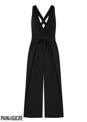 PAIN de SUCRE langer Jumpsuit NANNI schwarz mit weitem Bein und Multiway-Trägern
