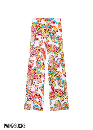 PAIN de SUCRE weite Hose PATIE weiß mit bunten Paisley-Muster