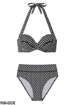 Pain deSucre Balconette Bikini-Set KHALYA CORI schwarz-weiß grafischer Blumenmuster