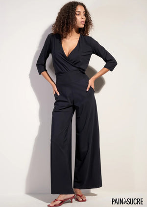Pain de Sucre Jumpsuit CARIN schwarz lang V-Ausschnitt