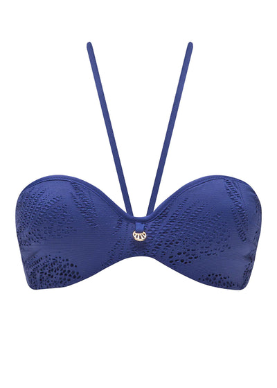 Passionata Bandeau trägerloses Bikinioberteil DREAM indigoblau mit Häkeloptik