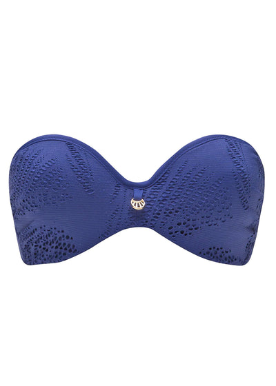 Passionata Bandeau trägerloses Bikinioberteil DREAM indigoblau mit Häkeloptik