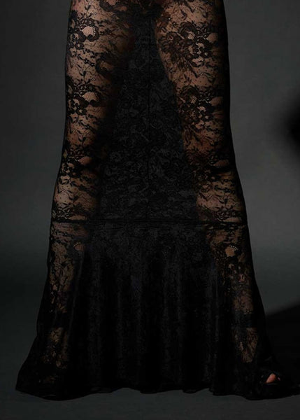 Patrice Catanzaro Meerjungfrau-Kleid CHIHIRO schwarz aus Spitze Rückenfrei