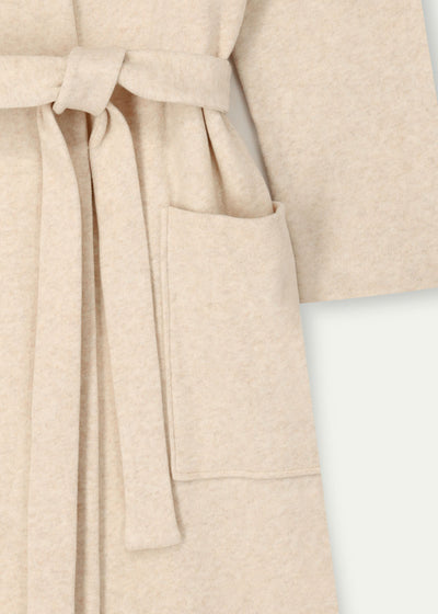 Pluto Hausmantel BELLA beige Jersey Gürtel Seitentaschen