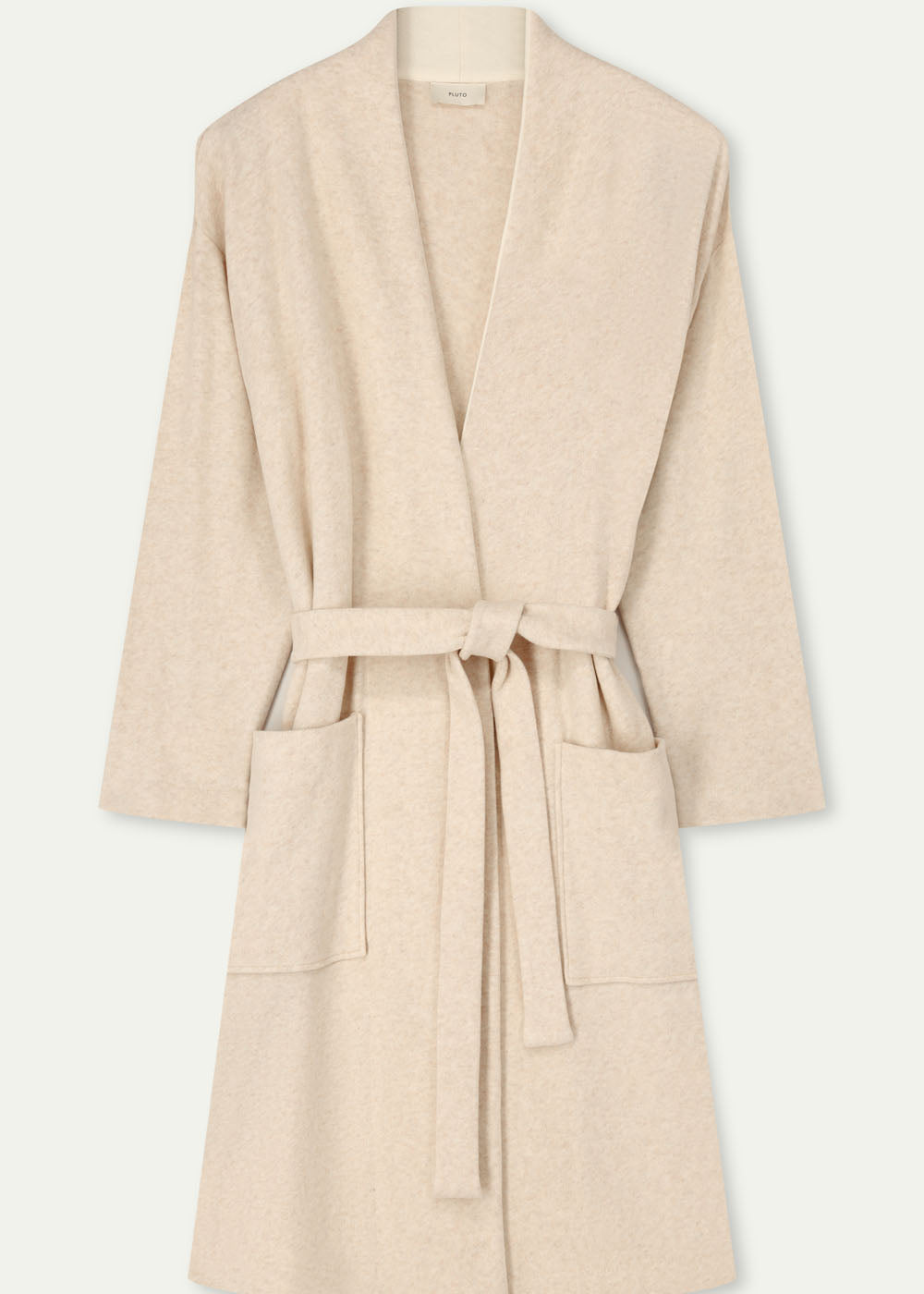 Pluto Hausmantel BELLA beige Jersey Gürtel Seitentaschen