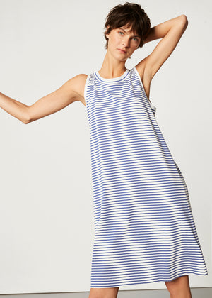 Pluto Nachthemd FEMU blau weiß gestreift ärmellos Rundhalsausschnitt knielang