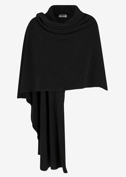 Pluto Poncho ROMEE schwarz aus extraweichem Fleece knielang