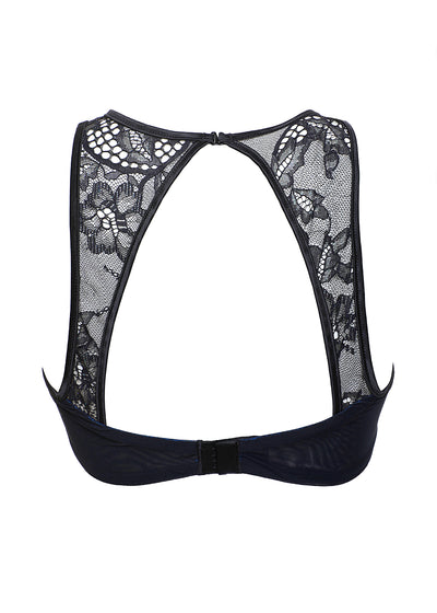 Prelude Bustier DEEP BLUE schwarz hochgeschlossen aus blau schimmernder Spitze Tüll