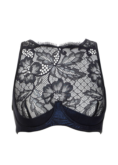 Prelude Bustier DEEP BLUE schwarz hochgeschlossen aus blau schimmernder Spitze Tüll