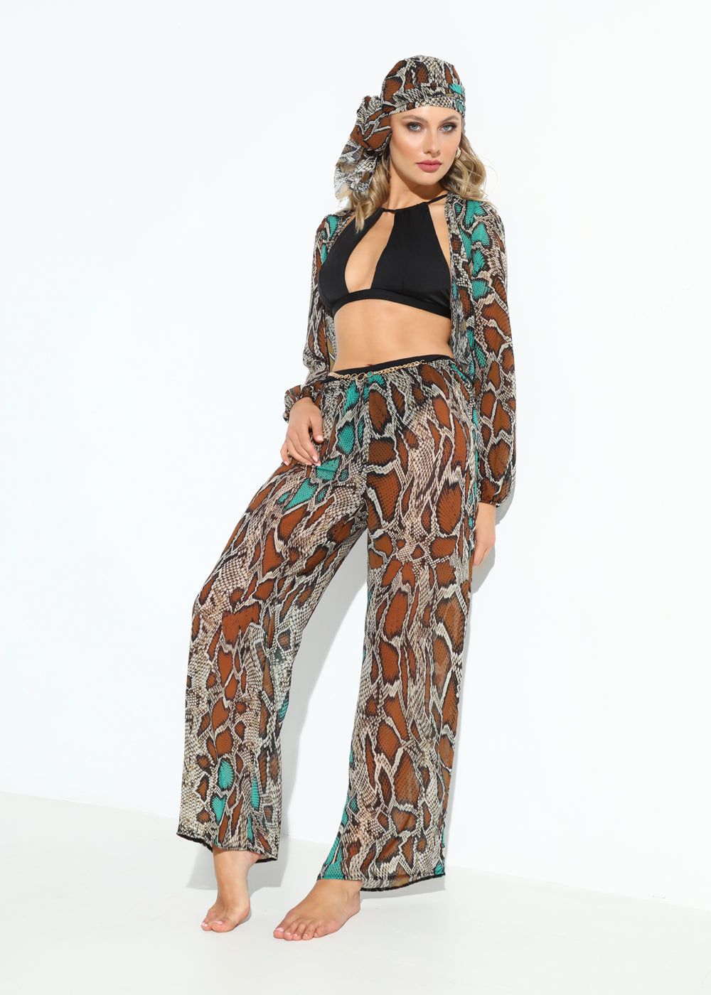 Prelude Strandhose MERMAIDS Schlangen-Print semi-transparent