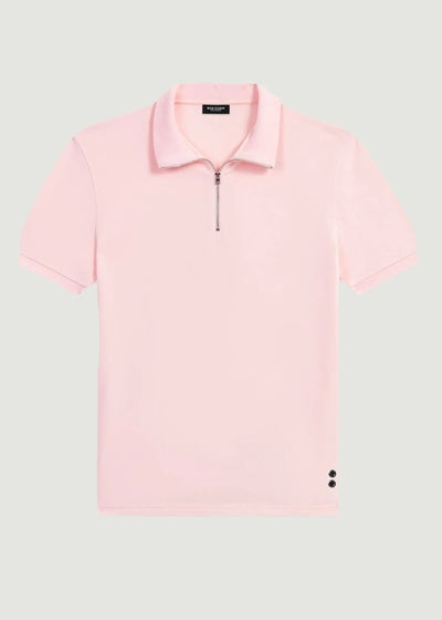 Ron Dorff Polo Shirt COTTON PIQUE RD POLO hellrosa mit silbernem Reißverschluss