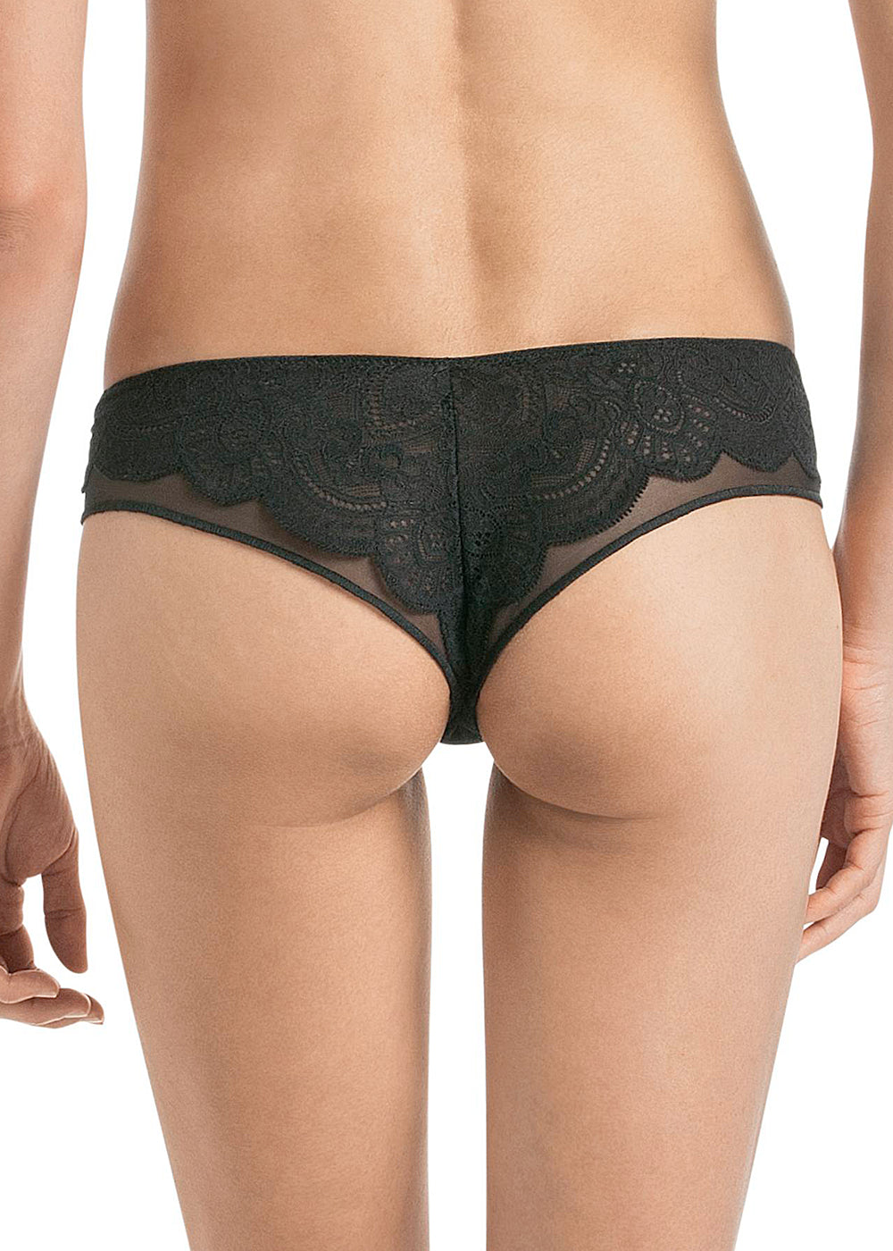 Rosa Faia Shorty-Slip SELMA schwarz aus transparentem Tüll mit orientalischer Spitze