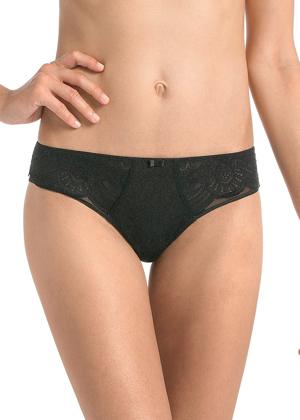 Rosa Faia Shorty-Slip SELMA schwarz aus transparentem Tüll mit orientalischer Spitze