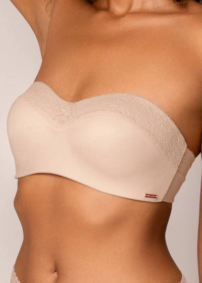 Royal Lounge trägerloser BH ROYAL JOY hautfarben nahtlos ohne Bügel breit mit Spitze