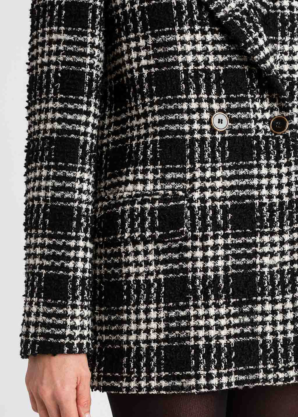 TWIN-SET Blazer QUADRI schwarz champagner Bouclé Karomuster