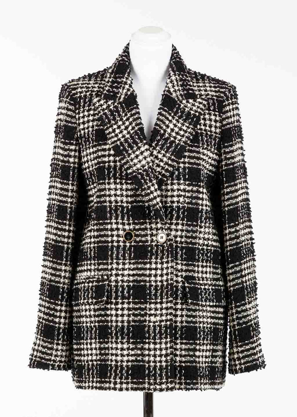 TWIN-SET Blazer QUADRI schwarz champagner Bouclé Karomuster