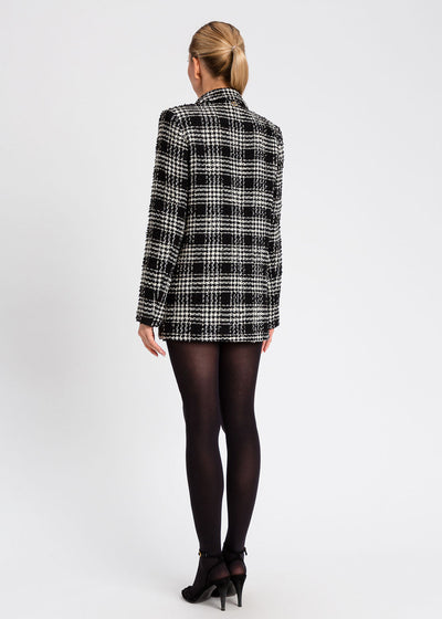 TWIN-SET Blazer QUADRI schwarz champagner Bouclé Karomuster