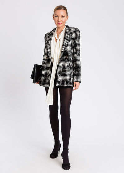 TWIN-SET Blazer QUADRI schwarz champagner Bouclé Karomuster