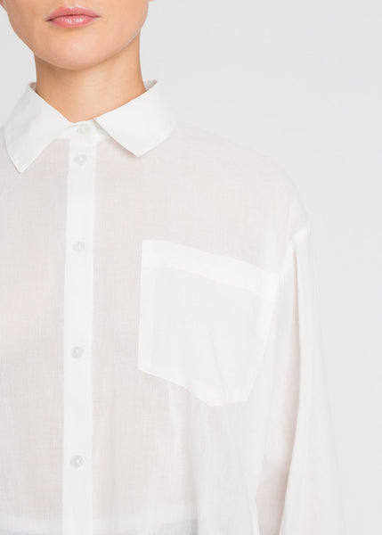 TWIN-SET Bluse STAR WHITE weiß Hemdkragen Tasche Baumwoll-Batist