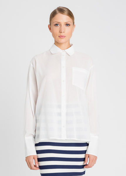 TWIN-SET Bluse STAR WHITE weiß Hemdkragen Tasche Baumwoll-Batist