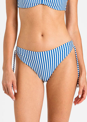 TWIN-SET breite Bikinihose MEDITERRANEAN blau-weiß gestreift zum Raffen