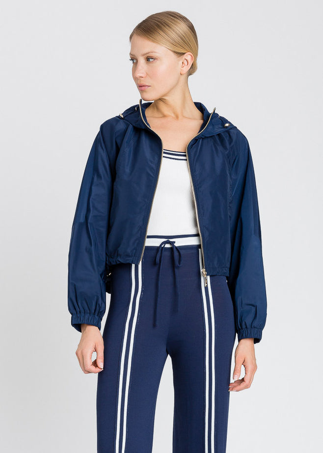 TWIN-SET kurze Jacke CABAN dunkelblau Kapuze Dolman Ärmel