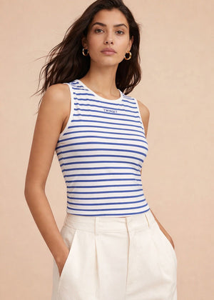 TWINSET Top CANOTTA weiß blau gestreift Maritim-Still