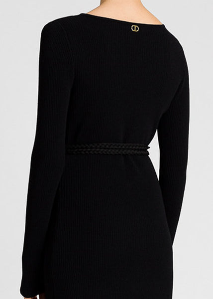 Twin-Set Cardigan-Kleid ABITO schwarz gestrickt Multifunktional mit langen Fransen