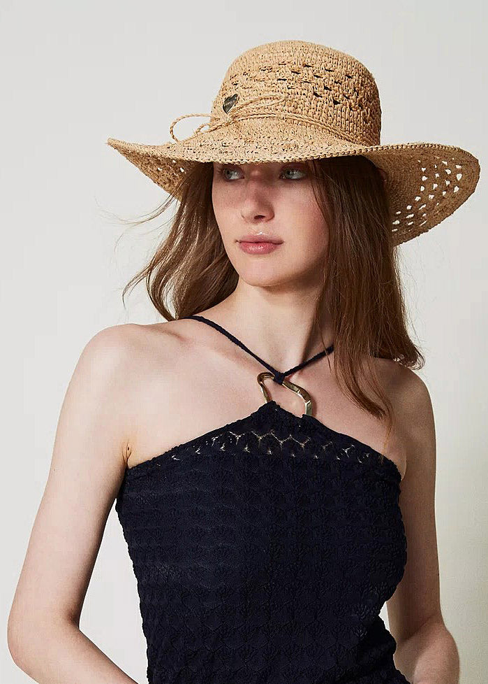 Twin-Set Hut PAGLIA beige Raphiabast breitkrempig