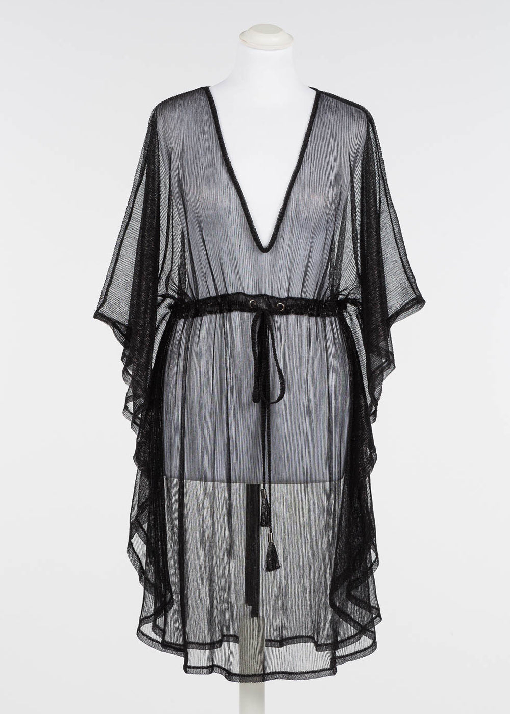 Twin-Set Kaftan KAFTANO schwarz transparentes Plissee mit Lurex mit Tunnelzug