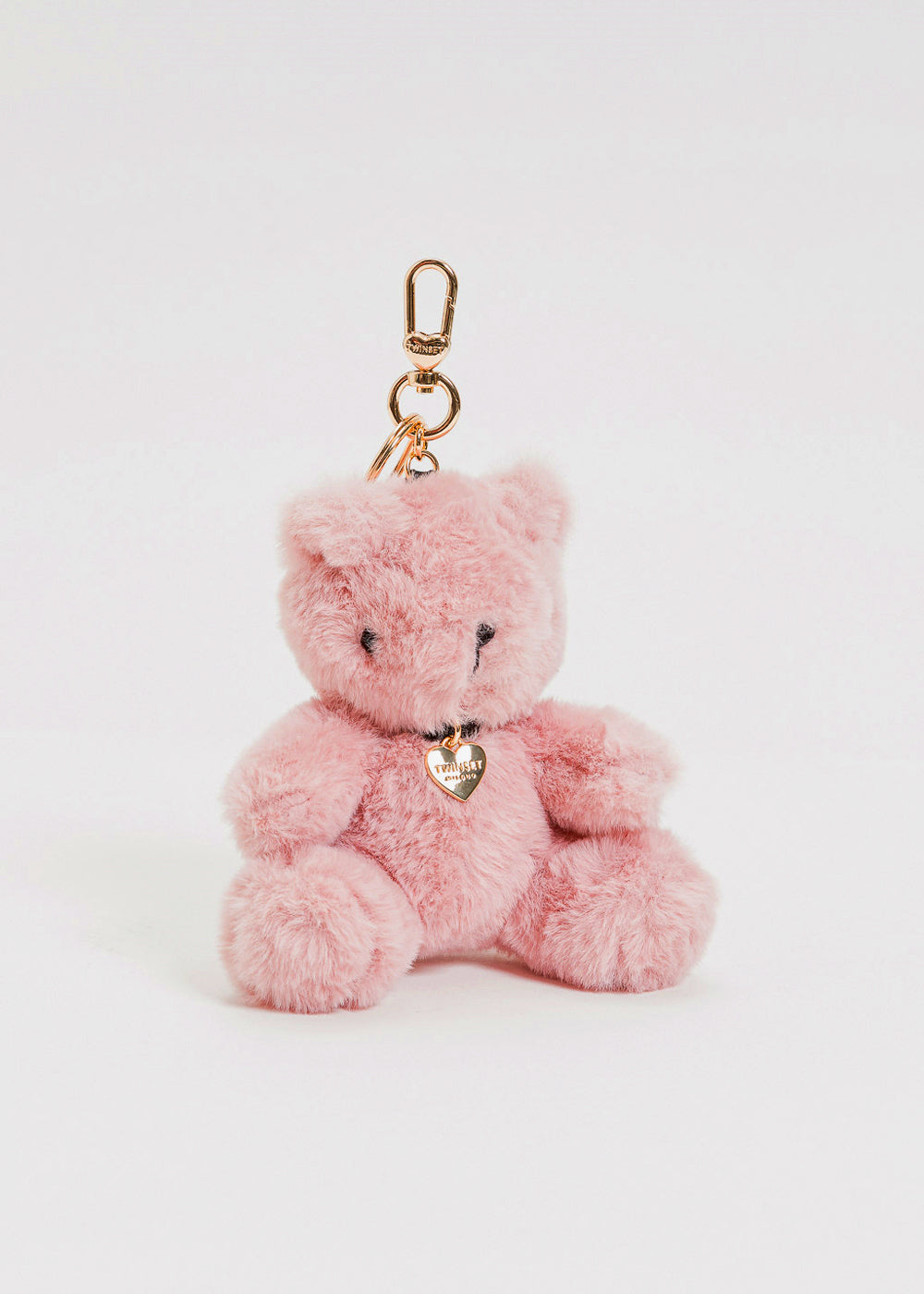 Twin-Set Teddy Bear Anhänger PORTACHIAVI altrosa aus Plüsche mit Halsband aus Leder