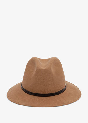 Twinset Fedora-Hut BRANDY braun aus 100 % Wolle mit Lederbesatz