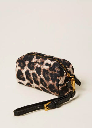 Twinset Kosmetiktasche LEOPARDO Leopardenprint & Saffiano-Details