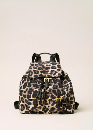 Twinset Rucksack LEOPARDO Leopardenprint mit Kordelzugverschluss mit Klappe