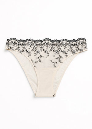 Twinset Slip MOTHER OF PEARL cremefarben mit floraler Stickerei