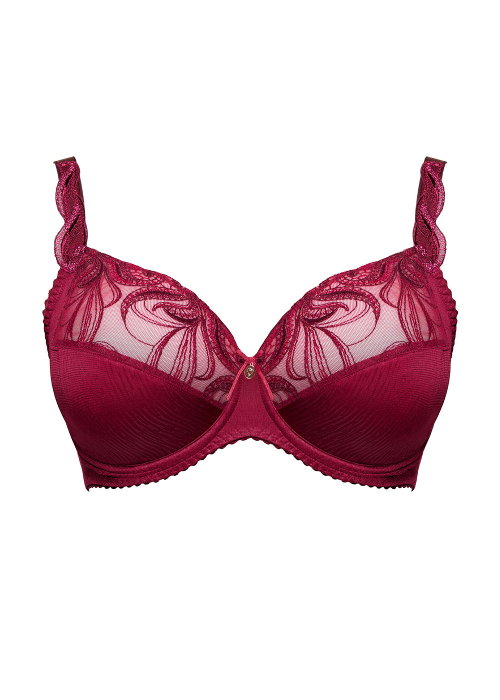 Ulla Bügel-BH CARMEN Materialmix bordeaux bestickter Tüll