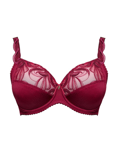 Ulla Bügel-BH CARMEN Materialmix bordeaux bestickter Tüll